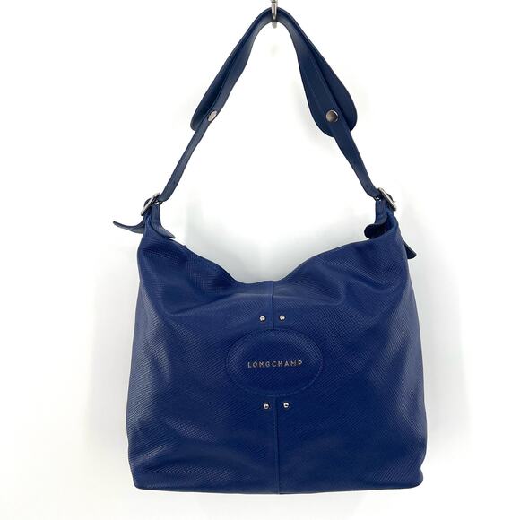 Longchamp Quadri Hobo Leather Shoulder Bag Handbag Tote Satchel - Picture 1 of 13